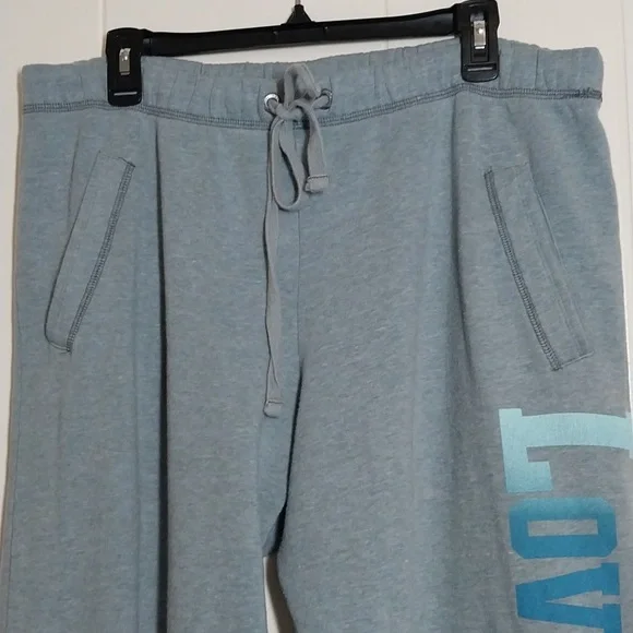 Victoria’s Secret PINK Grey Love Pink  Boyfriend Sweatpants Large - Picture 6 of 11